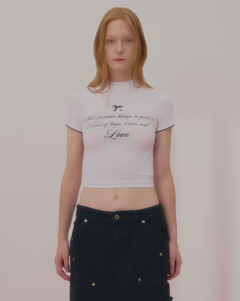 LOVE LACE CROP TSHIRT-WHITE