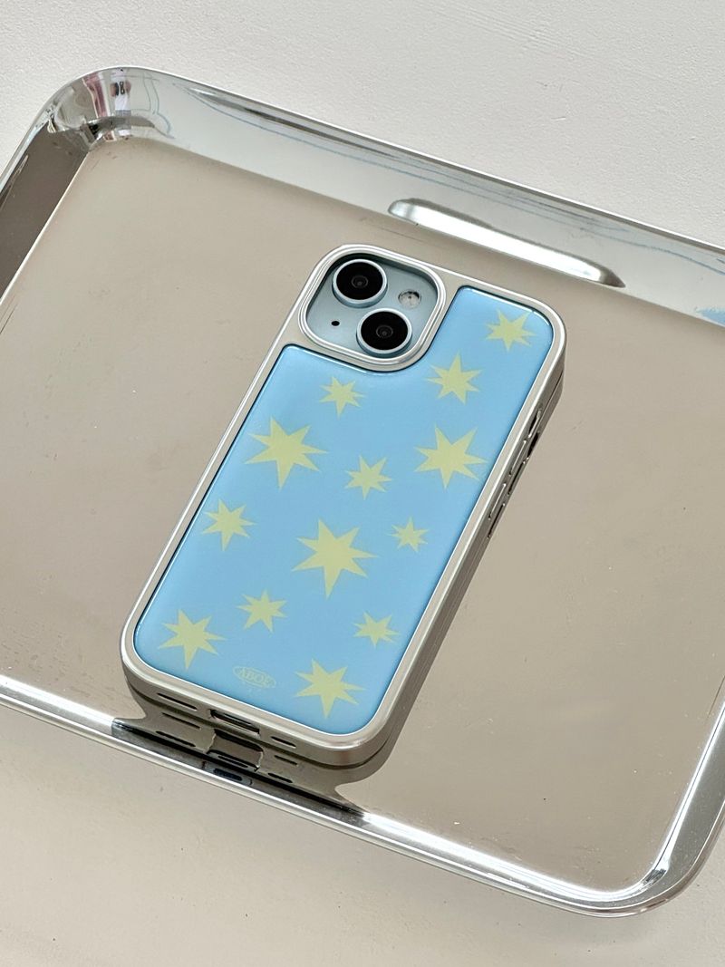 BLUE SPARKLING Silver Epoxy Case