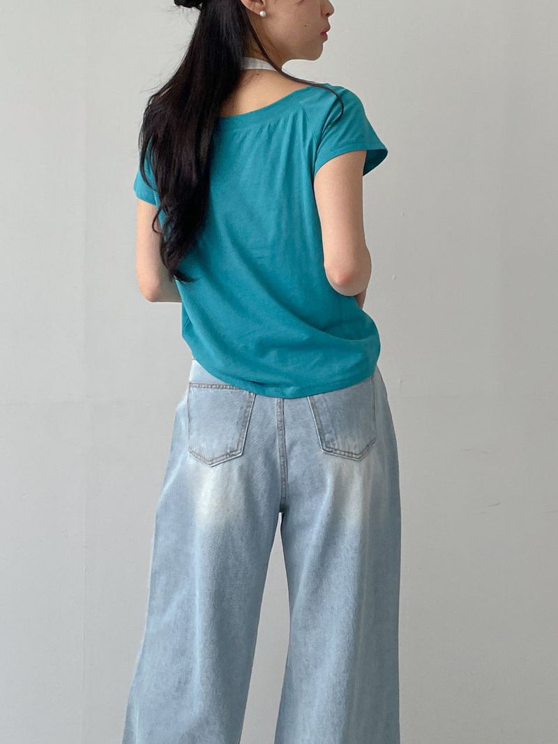 107 Damaged Wide Denim Pants