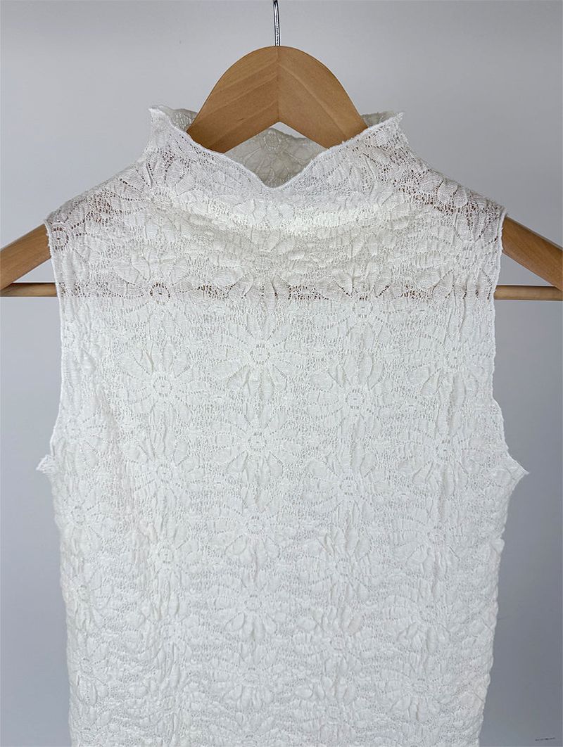 FLOWER LACE HALF-NECK SLEEVELESS (3C)