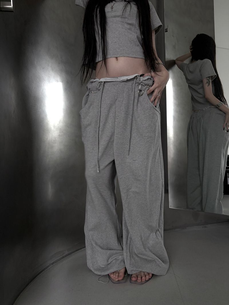 low-rise ring pants (2color)