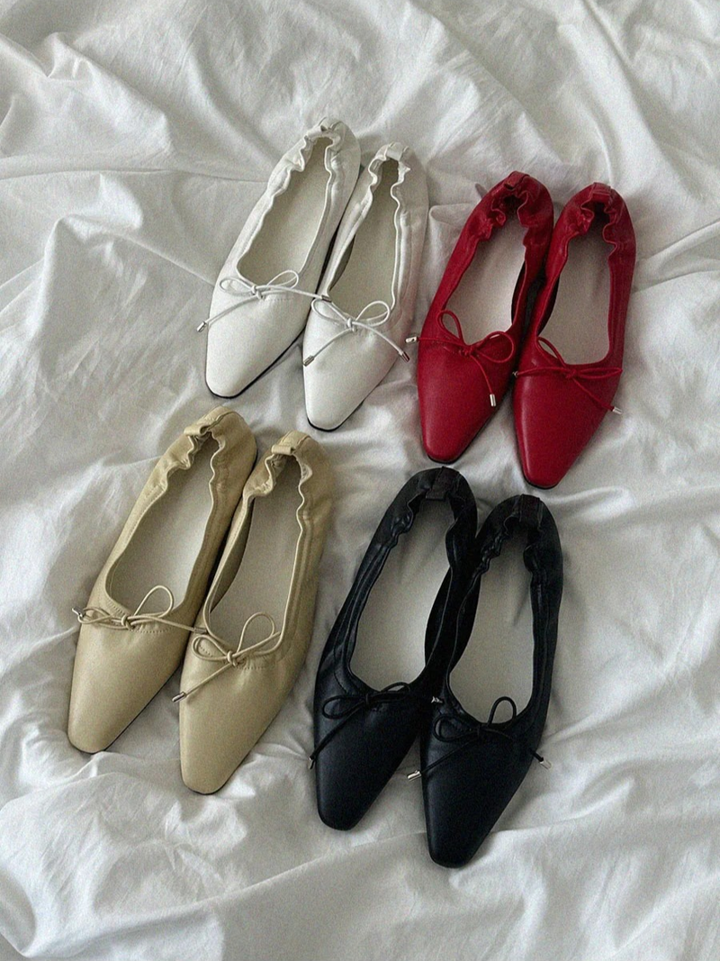 SOFT BALLET RIBBON FLAT SHOES (RED)