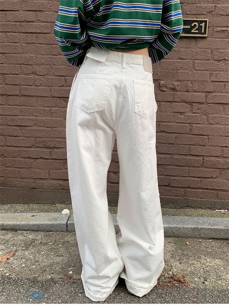 SLAB PINTUCK WIDE JEANS (3C)