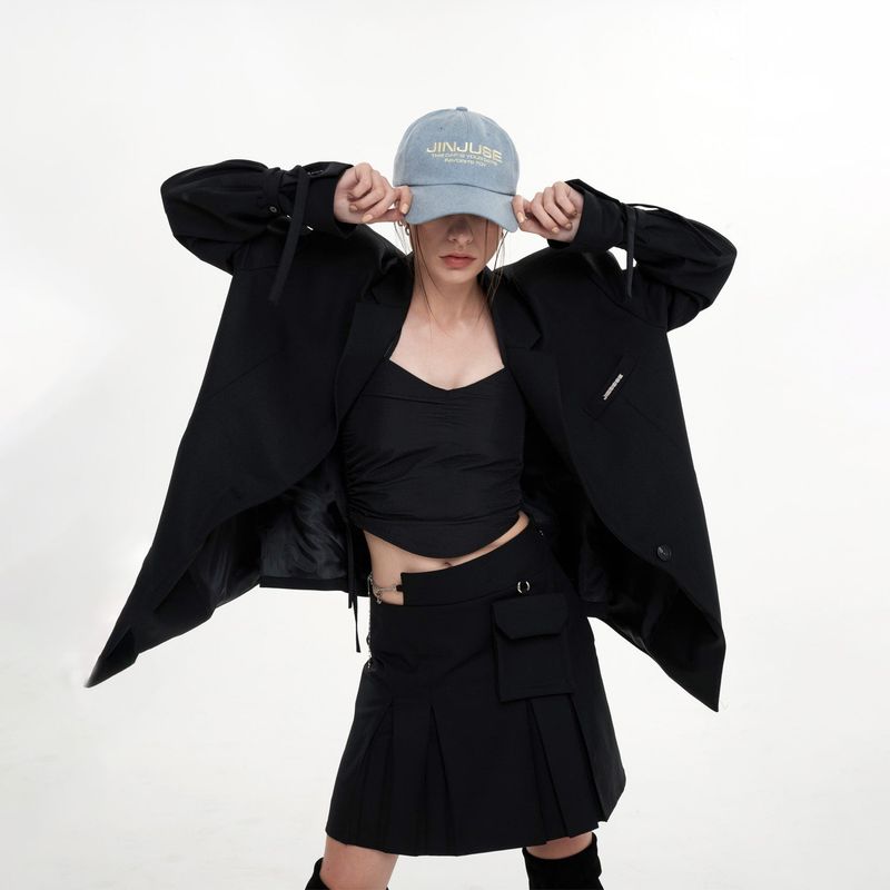 SLEEVE STRAP OVER FIT JACKET(BLACK)