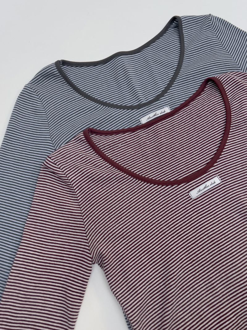 Porte U-neck Stripe T-shirt