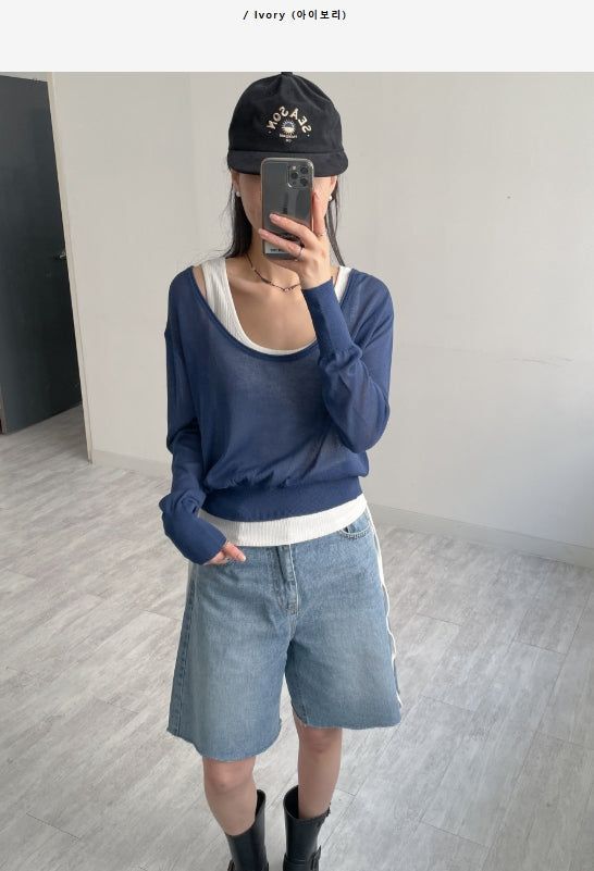 String U-Neck Sleeveless Top
