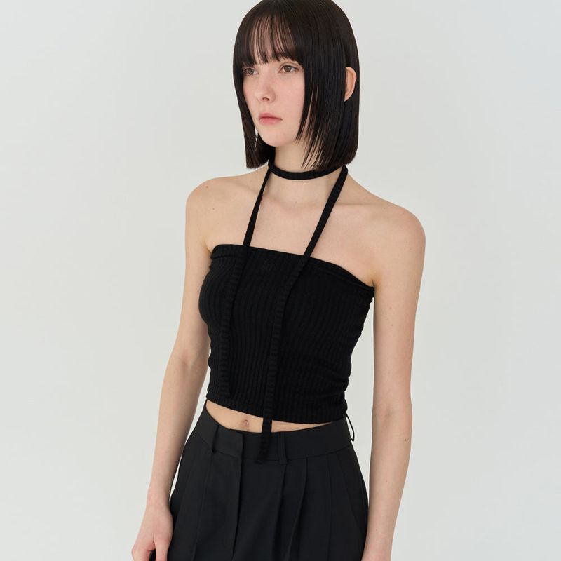 LOGO STRIPE STRAP TUBE TOP (BLACK)