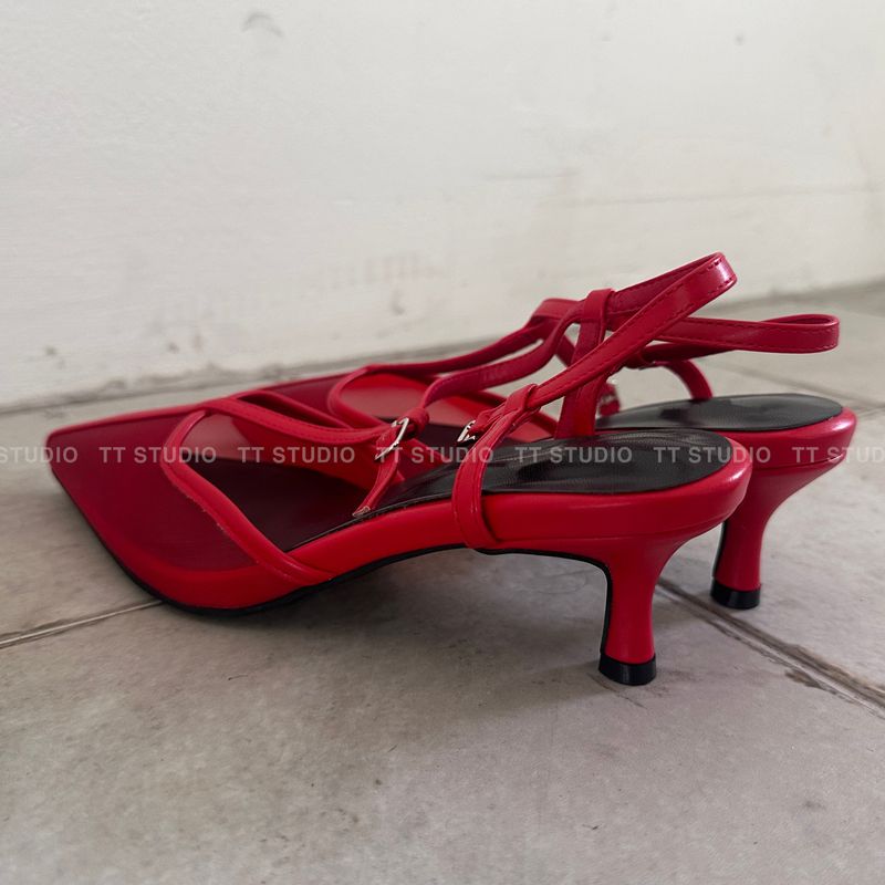 Mesh sling back heels