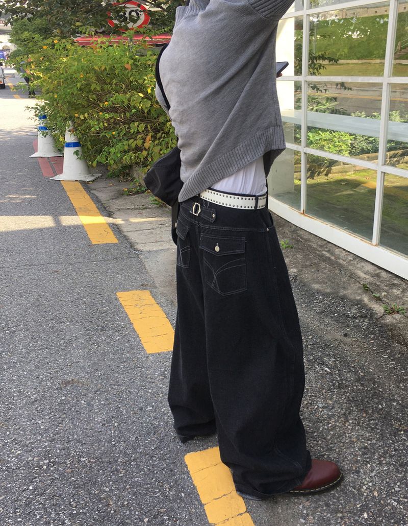 No.1435 back pocket wide denim PT