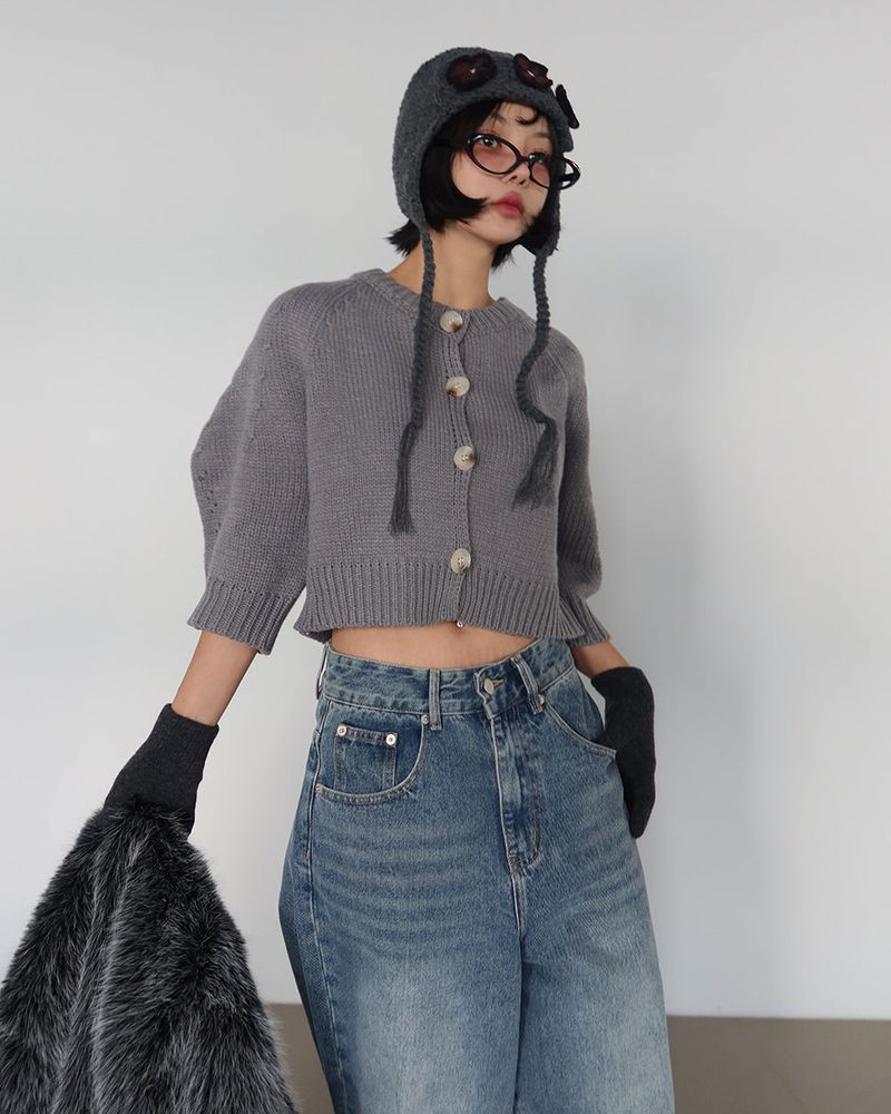 wool knit finger gloves