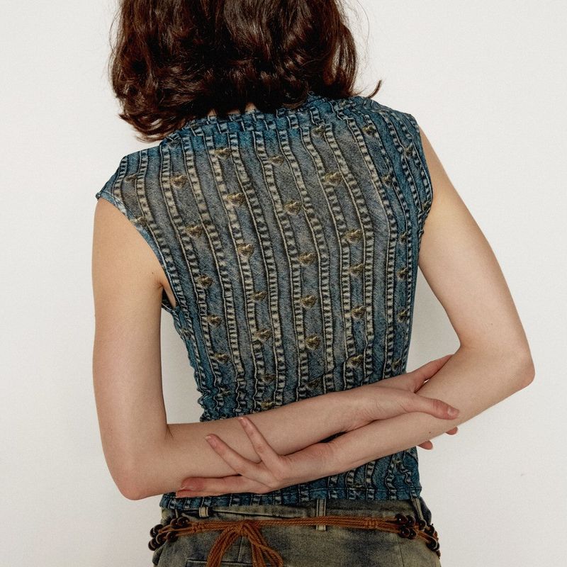 SHEISSHE/PRINTED STRUCTURED TANK TOP