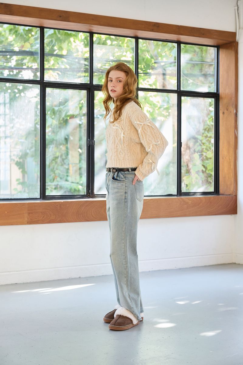 WHIMSICAL WOOL RIBBONE KNIT / IVORY