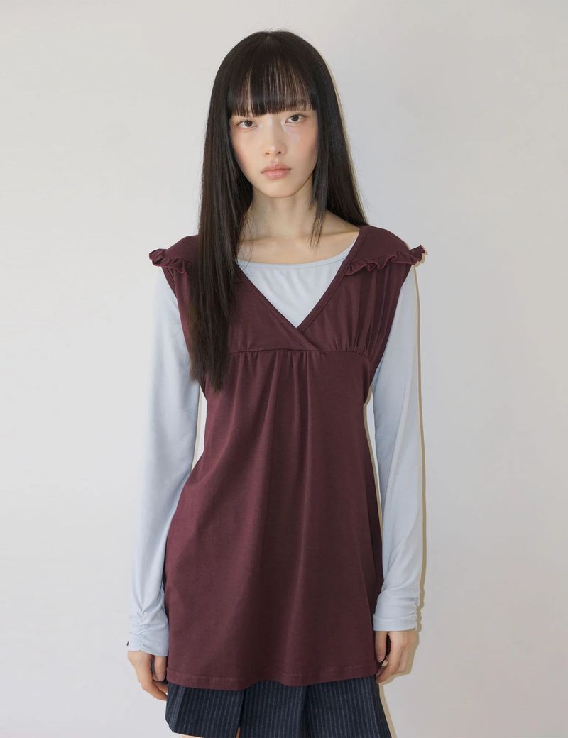 UGLYSHADOW（アグリーシャドウ）の「ラッフル タイ トップ(BURGUNDY)（トップス）」