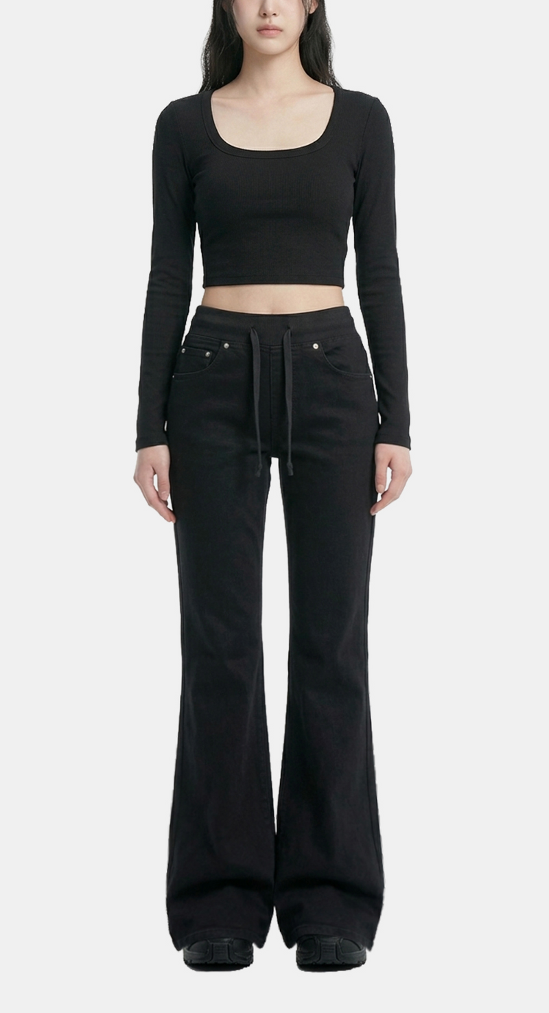 [LONG/SHORT] Noel Banding Slim Bootcut Pants