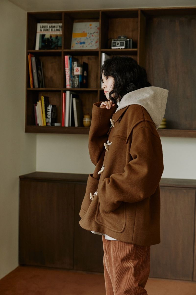 unisex half duffle coat camel