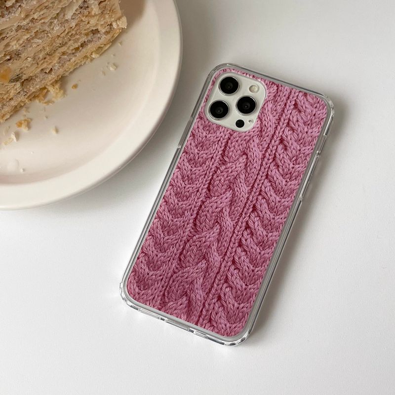 CABLE KNIT HARD JELL CASE_PINK