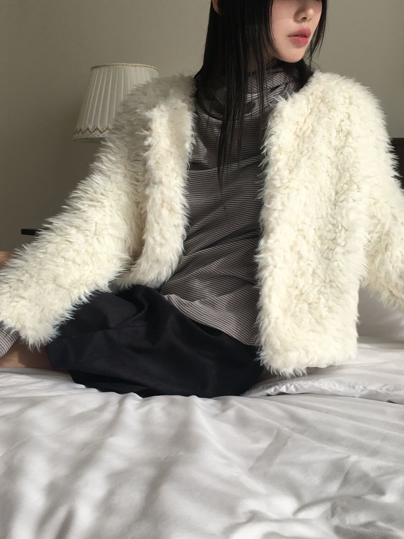 Lens quilted eco fur jacket