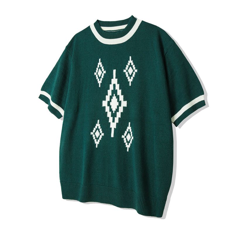 NAVAJO PATTERN RINGER HALF KNIT GREEN