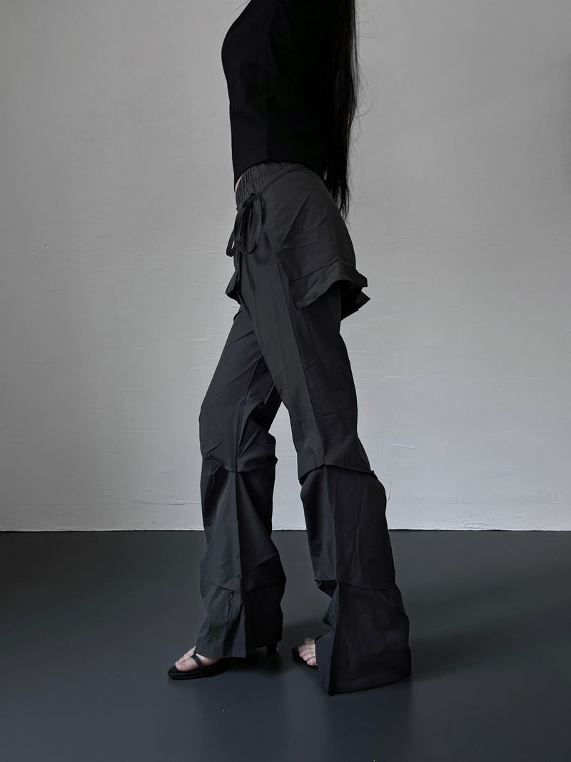 nylon skirt layered pants (2color)