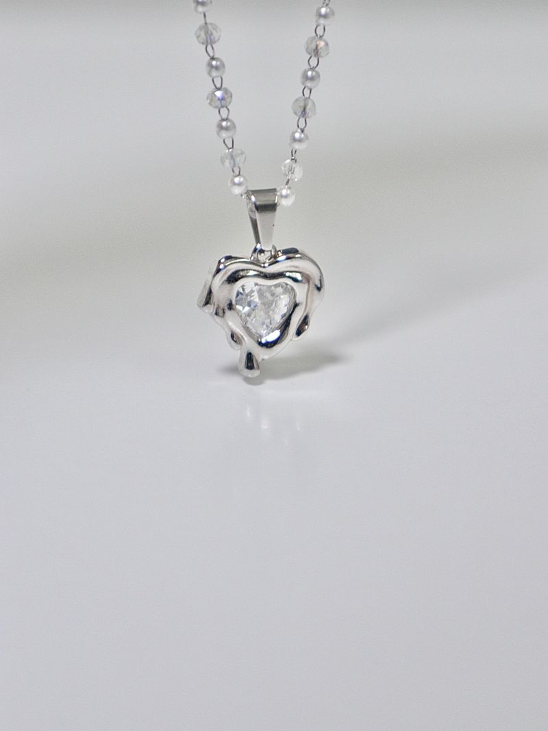 mood heart crystal necklace