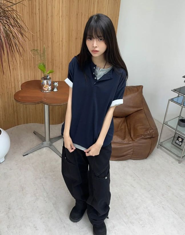 Para Soft Henley Neck Short Sleeve Tee