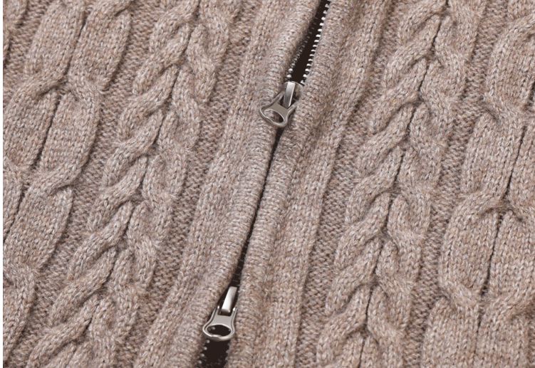 Amp Ghost Cable Semi-Over Two Way Knit Zip-Up