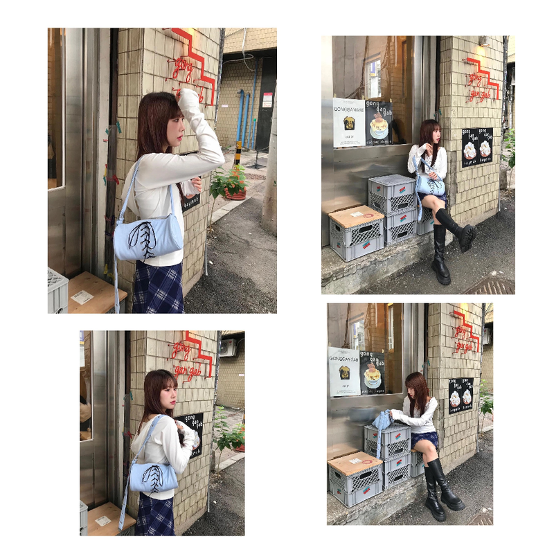 2WAY BELTED STRAP BARREL BAG SMALL_LIGHT WASH DENIM