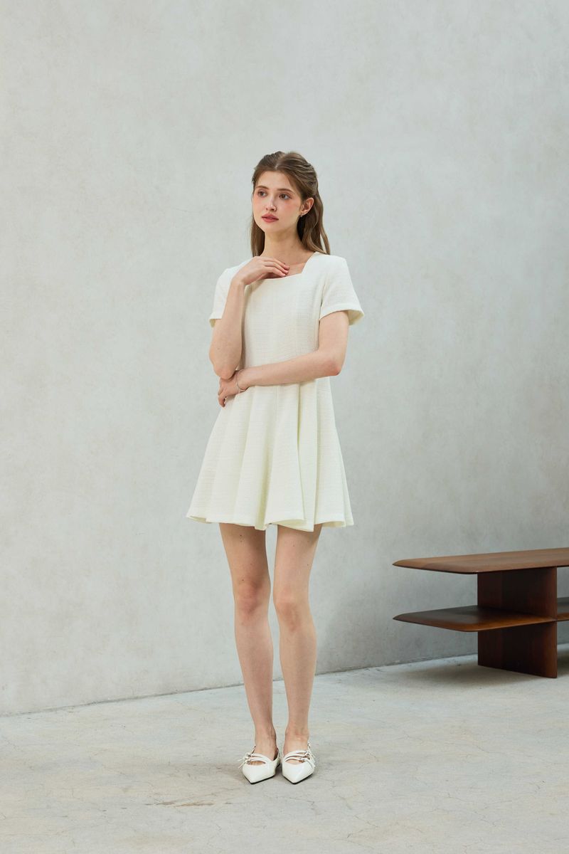 LANI TWEED DRESS / WHITE