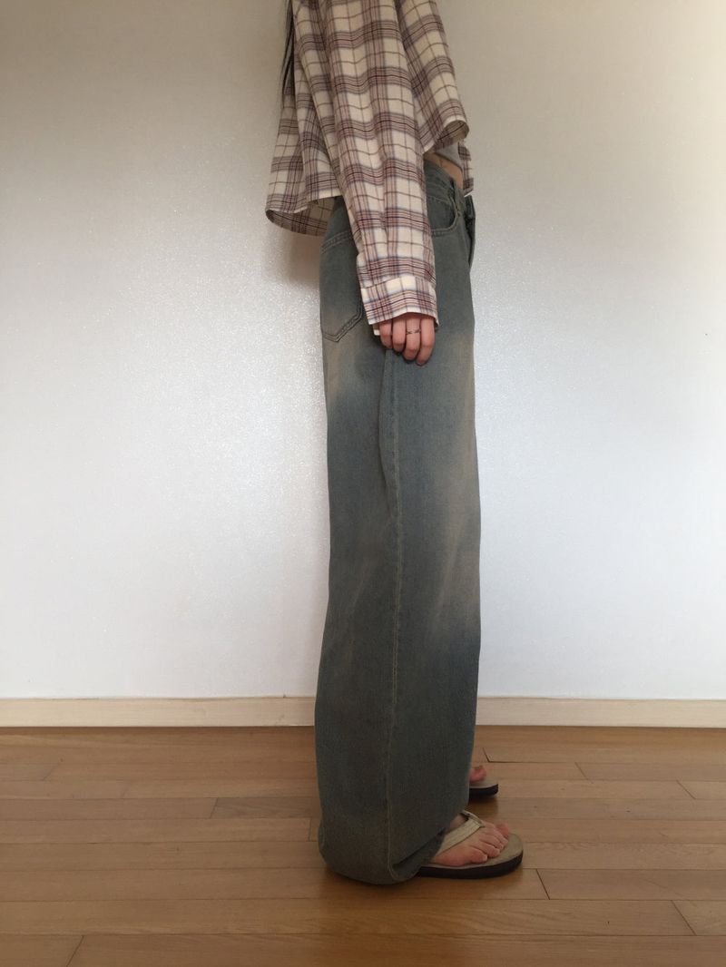 Touch denim wide long pants (2 colors)
