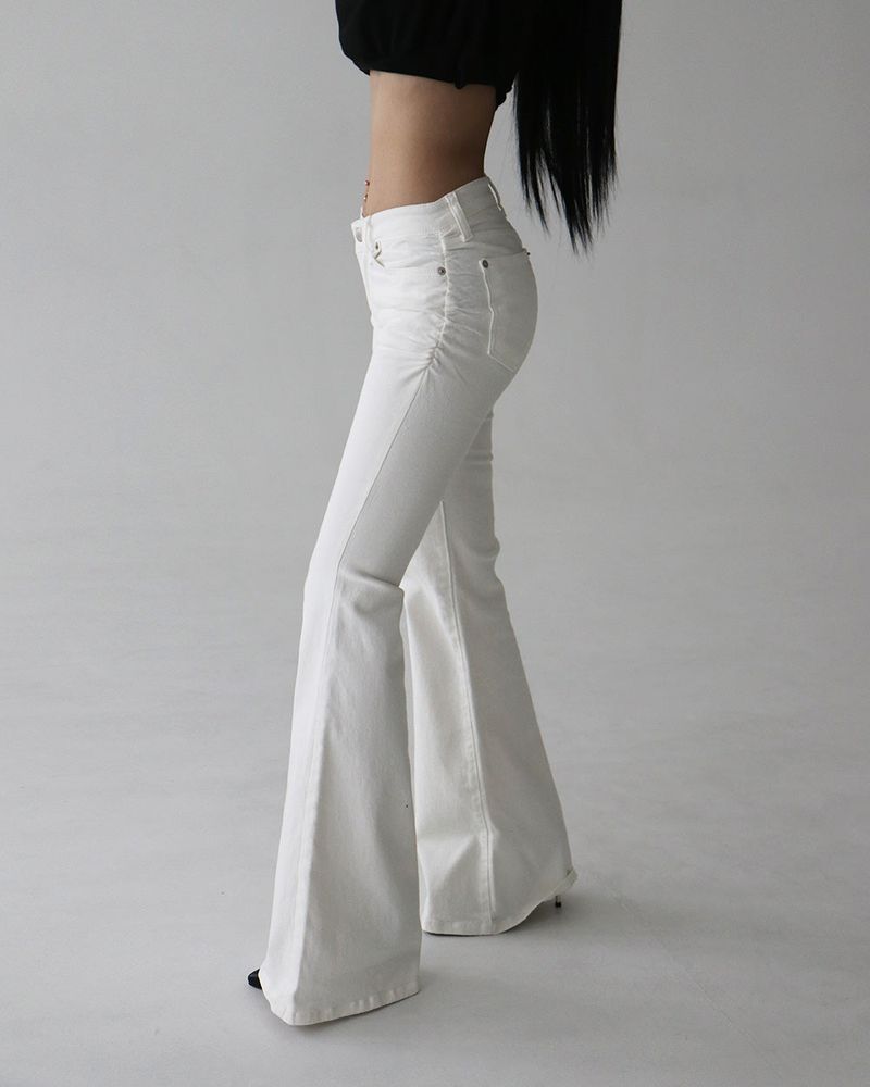 Pelvic Shirring Low-rise Bootcut Pants