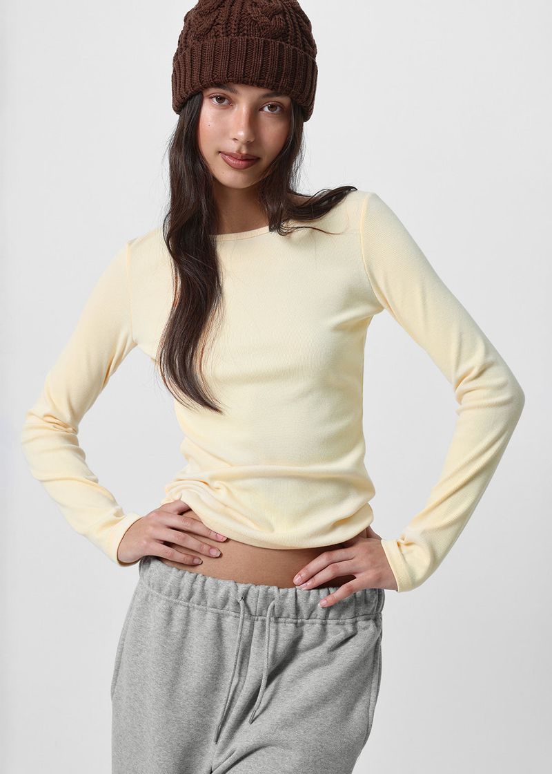 [B-BASIC] Ribbed Round Neck Long Sleeve Tee (2 SIZE)