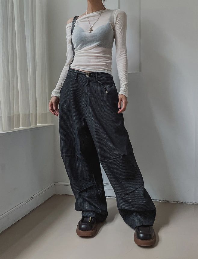 Pay wide pintuck striped denim