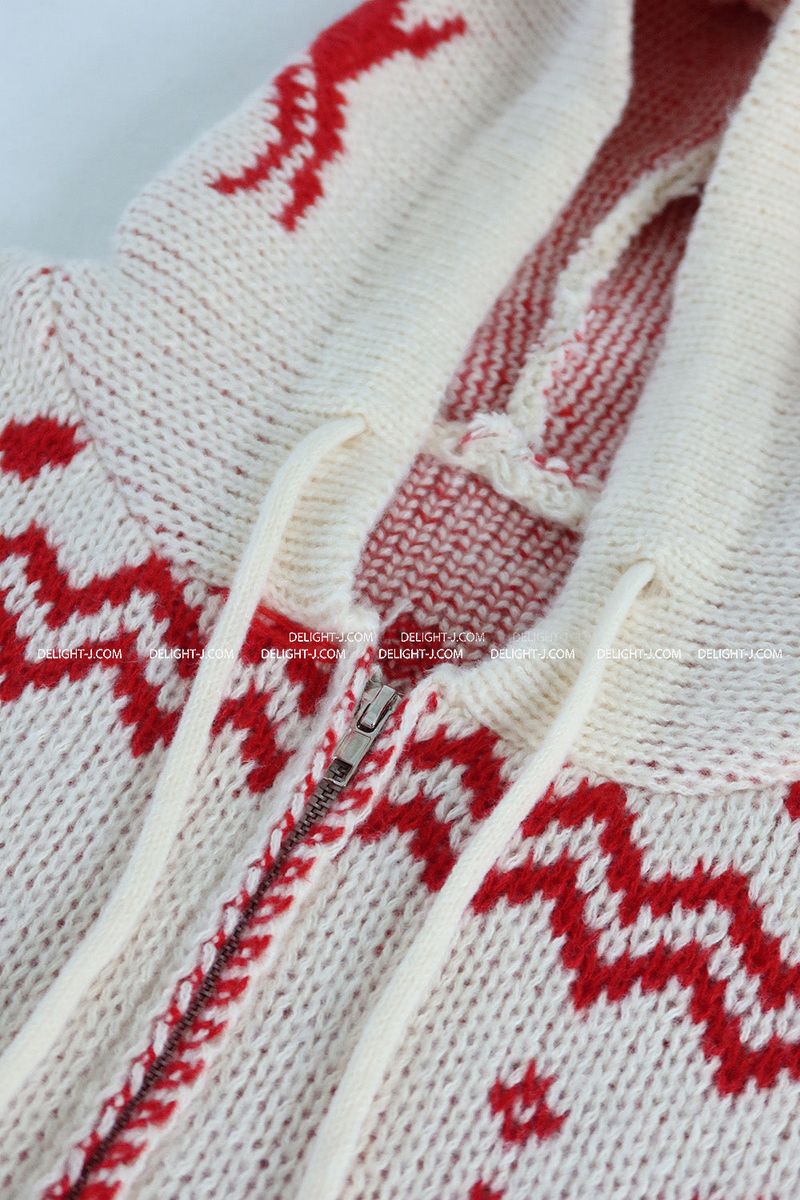 Rudolph nose-drawn snowflake knit zip-up jacket