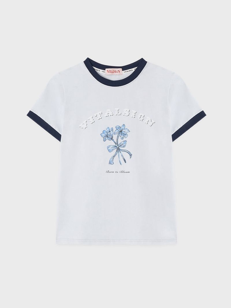 VITALSIGN(バイタルサイン)の「Lily Ribbon Ringer T-shirt (2C) Light Blue(Tops)」