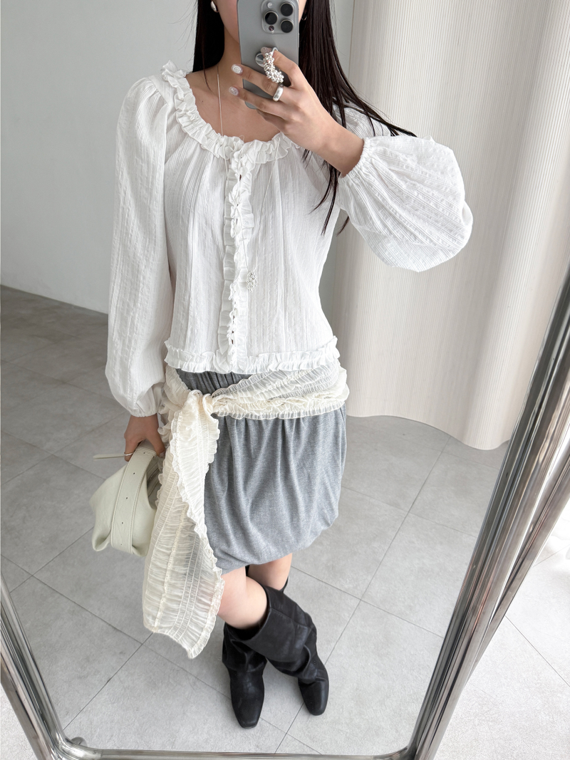 crinkled veil scarf (2color)