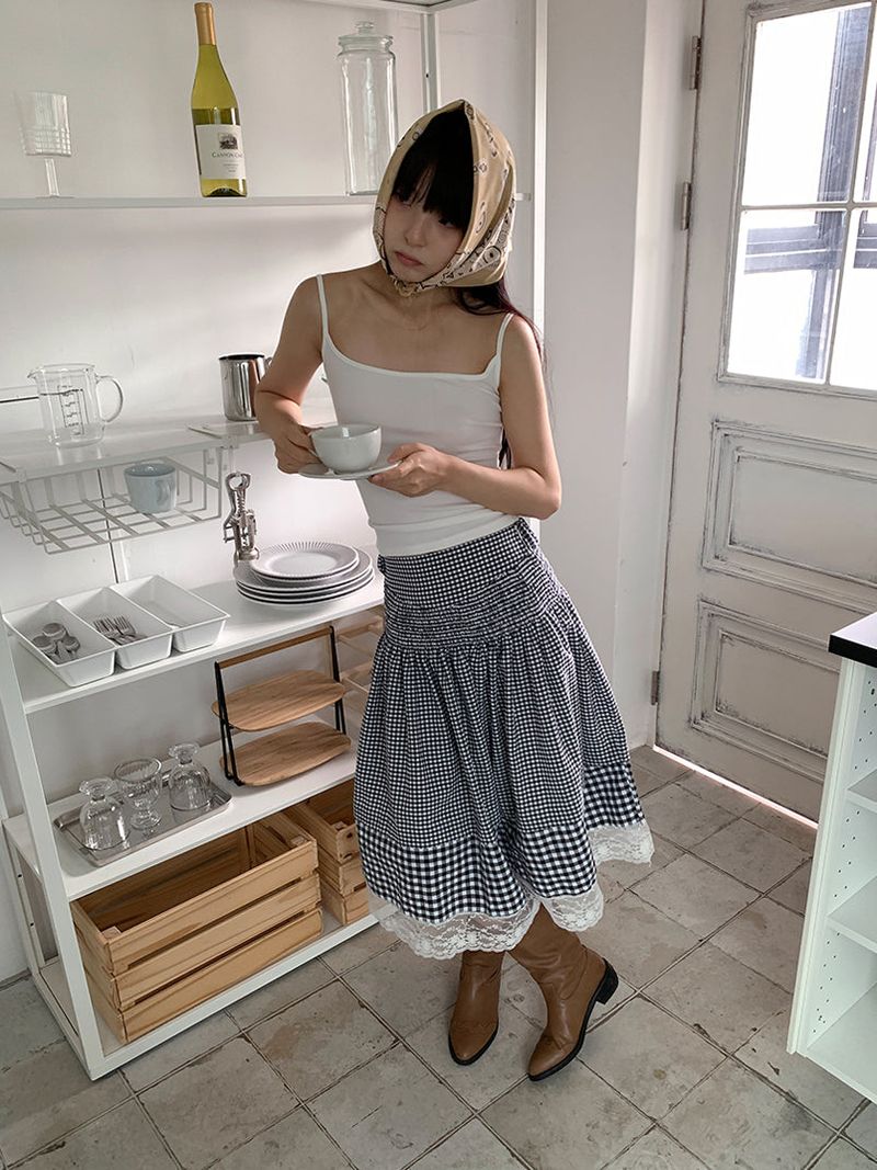 SMOKE BANDING CHECK SKIRT (2C)