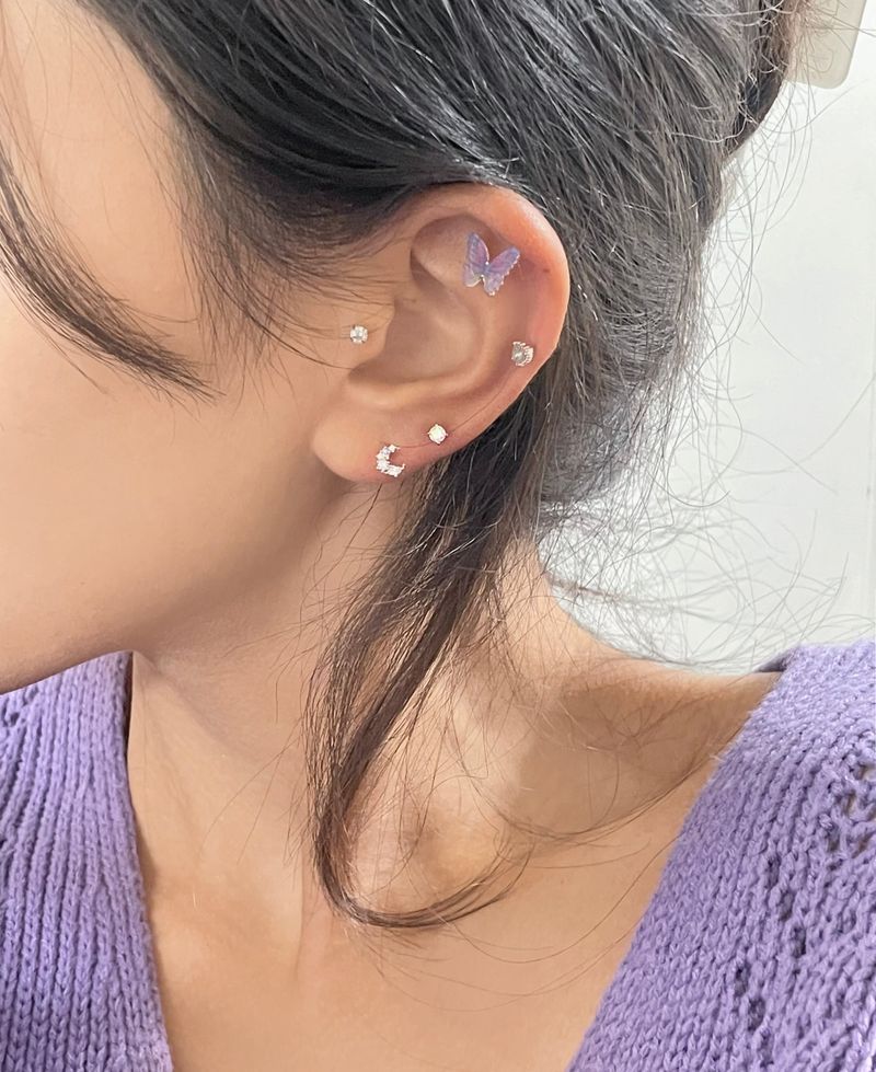 [4 set] Lucid Purple Butterfly Piercing Set