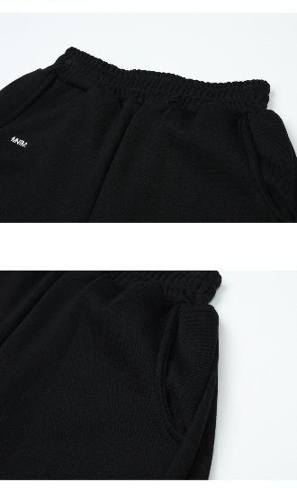 [mnem] pintuck logo jogger pants (black)
