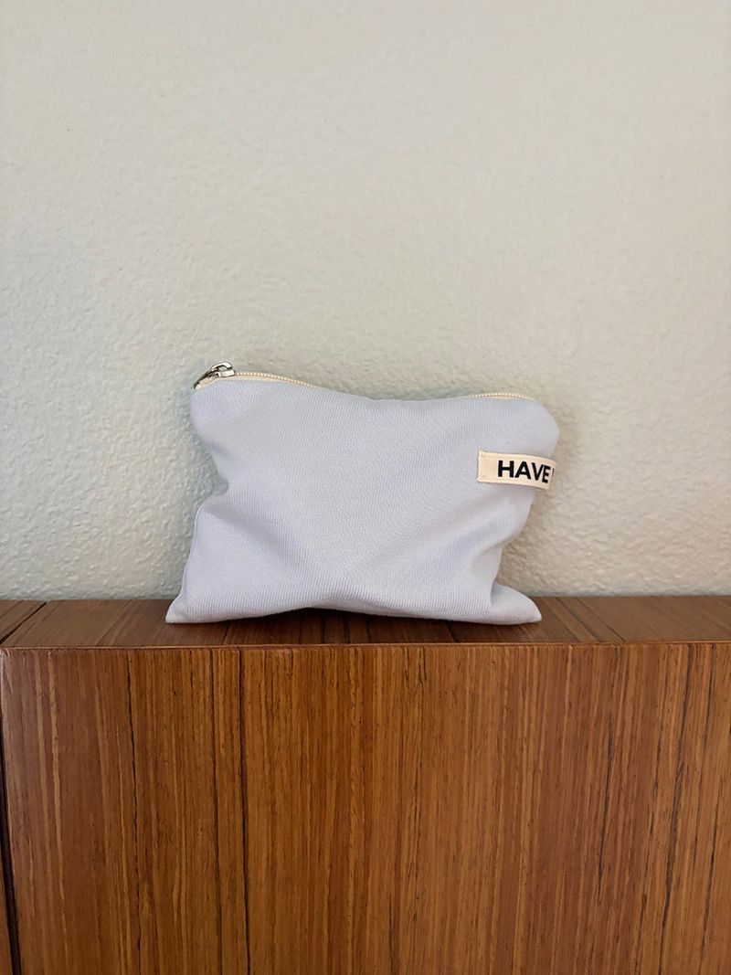 Soft cotton flat pouch - sky blue , S size