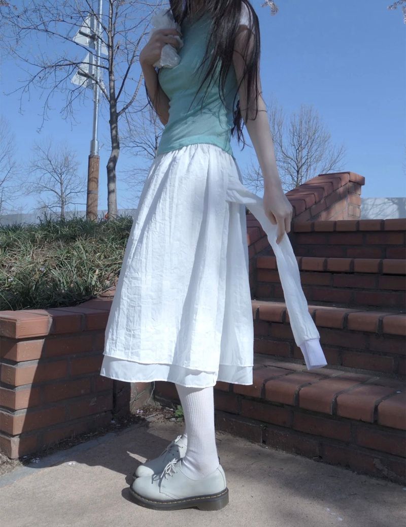 check sleeve skirt