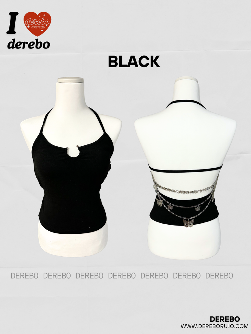 Back strap chain pad sleeveless t-shirt