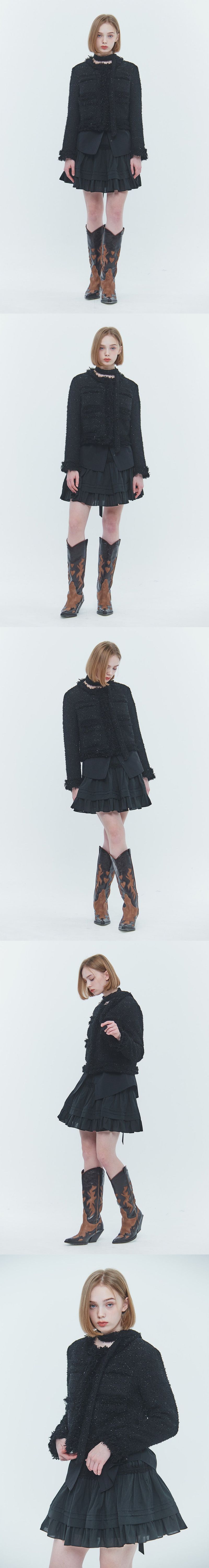 LUCY SCARF TWEED JACKET black