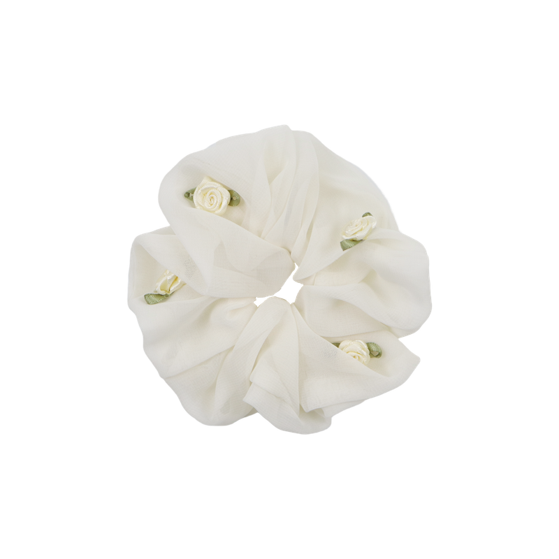 [3PCS 1SET] ROSE CHIFFON SCRUNCHIE