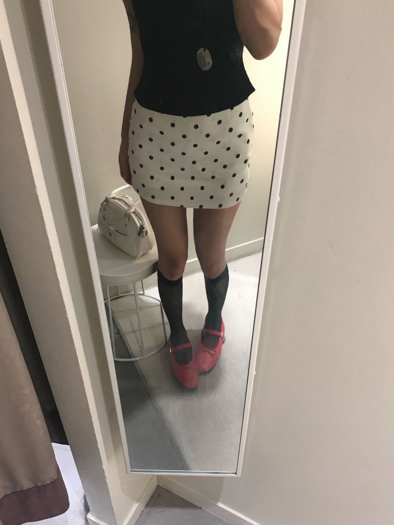 French Glow Dot Satin Mini Skirt
