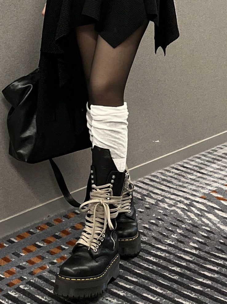 See-through two-tone knee-high socks