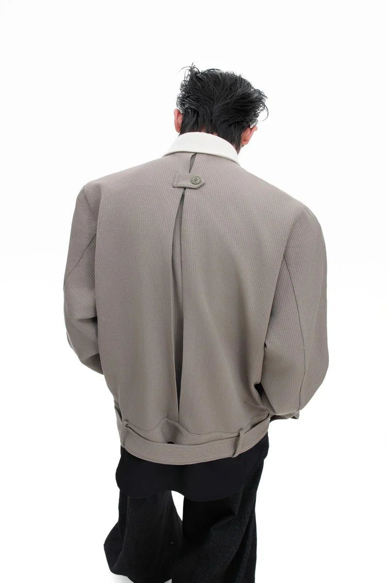 Asym Button Point Collar Jacket