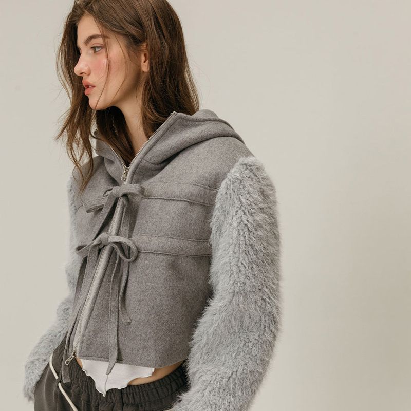 SHEARLING WOOL COAT / GREY