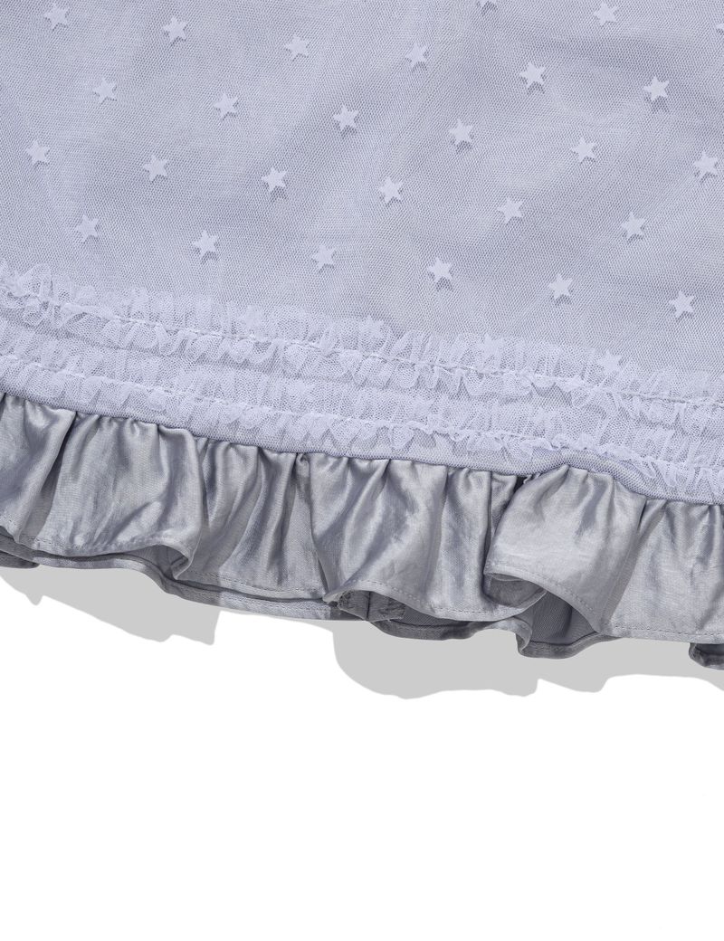 MESH STAR RUFFLE MINI SKIRT(BLUE)