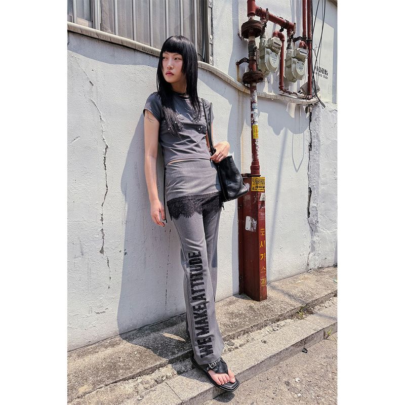 SLOGAN SKIRTED TROUSERS