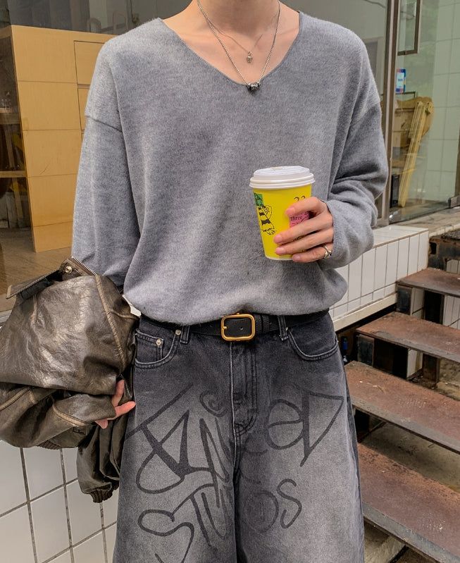 Wind Mohair V-neck Knit